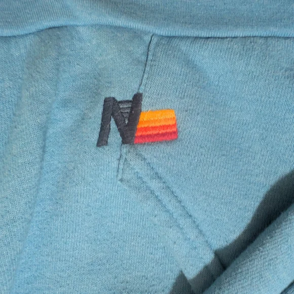 Aviator Nation Set Light Blue Sweatpants And Zip Up Hoodie with Multicolor Logo - Picture 8 of 8